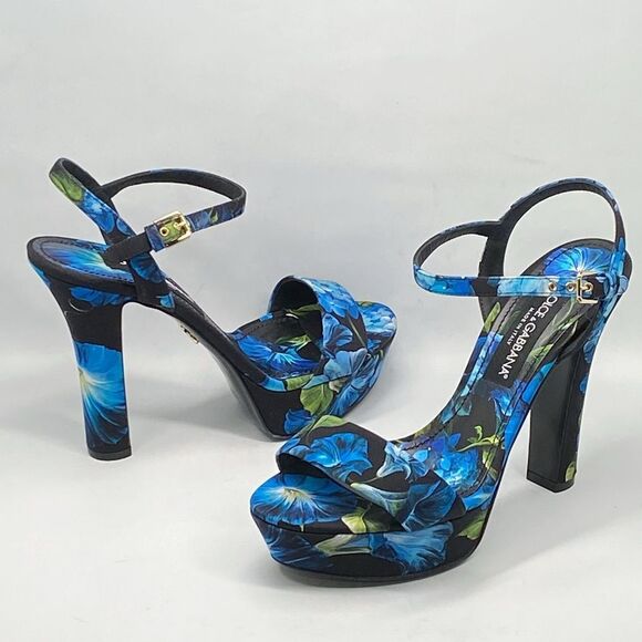 Dolce & Gabbana floral-print gabardine platform sandals size 40 - Picture 6 of 15